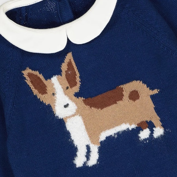 TU baby boys girls navy corgi dog sweater Peter Pan collar 18-24 mo - Picture 2 of 5